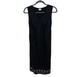 Motherhood Maternity Black Linen Blend Sleeveless Dress Detail Hem Size Medium